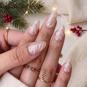 Pearl Drift Christmas press-on nails - design view 2 by Handora Nails