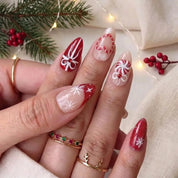 Peppermint Parcel Christmas press-on nails - design view 2 by Handora Nails
