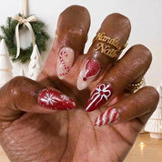 Peppermint Parcel Christmas press-on nails - design view 3 by Handora Nails