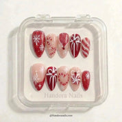 Peppermint Parcel Christmas press-on nails - design view 6 by Handora Nails