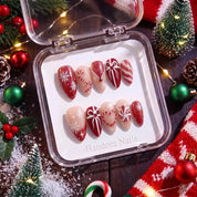Peppermint Parcel Christmas press-on nails - design view 7 by Handora Nails