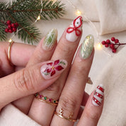 Poinsettia Dream Christmas press-on nails - design view 2 by Handora Nails