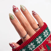 Poinsettia Dream Christmas press-on nails - design view 5 by Handora Nails