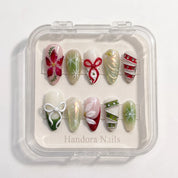 Poinsettia Dream Christmas press-on nails - design view 8 by Handora Nails