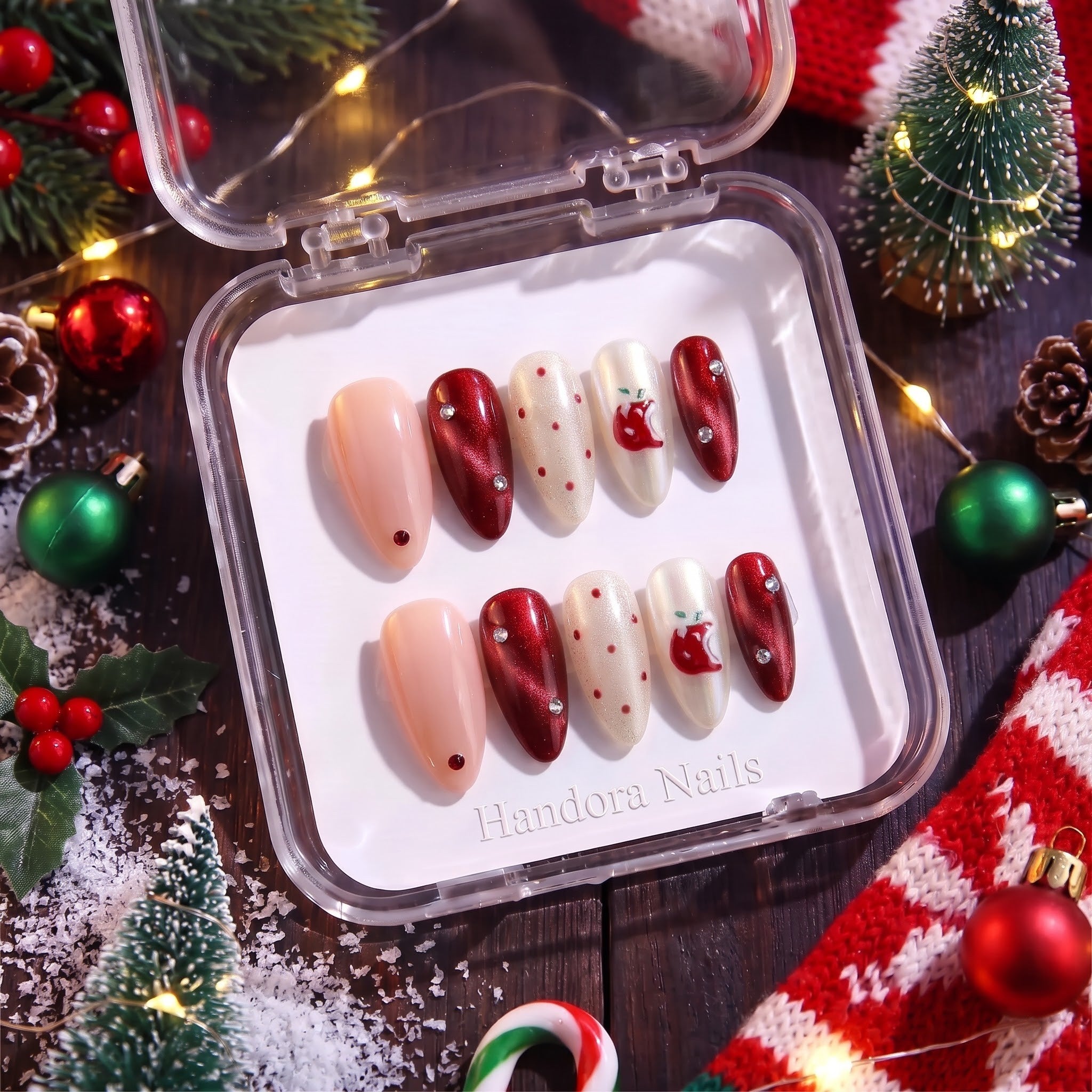 Poison Apple Christmas press-on nails - design view 11 by Handora Nails