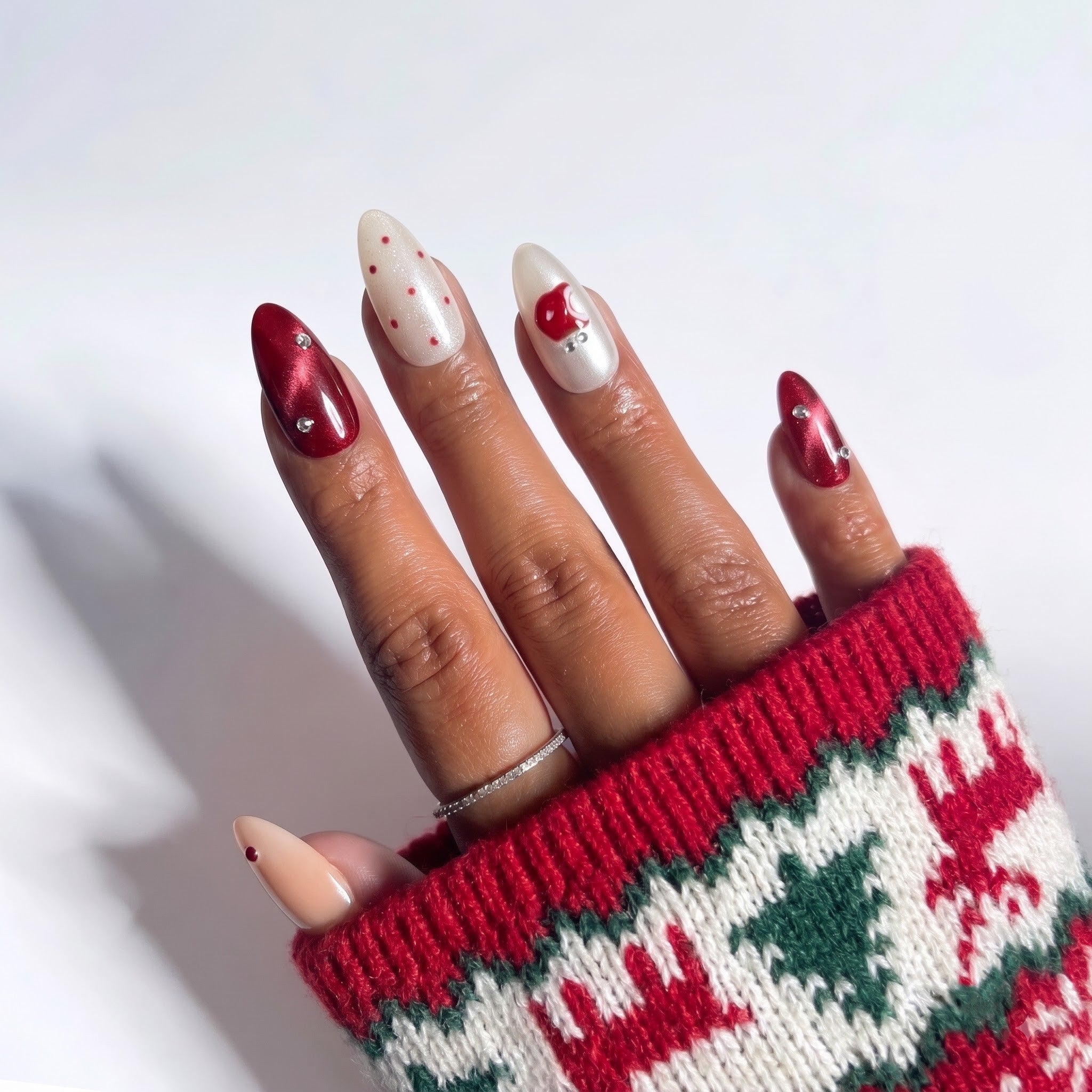 Poison Apple Christmas press-on nails - design view 3 by Handora Nails
