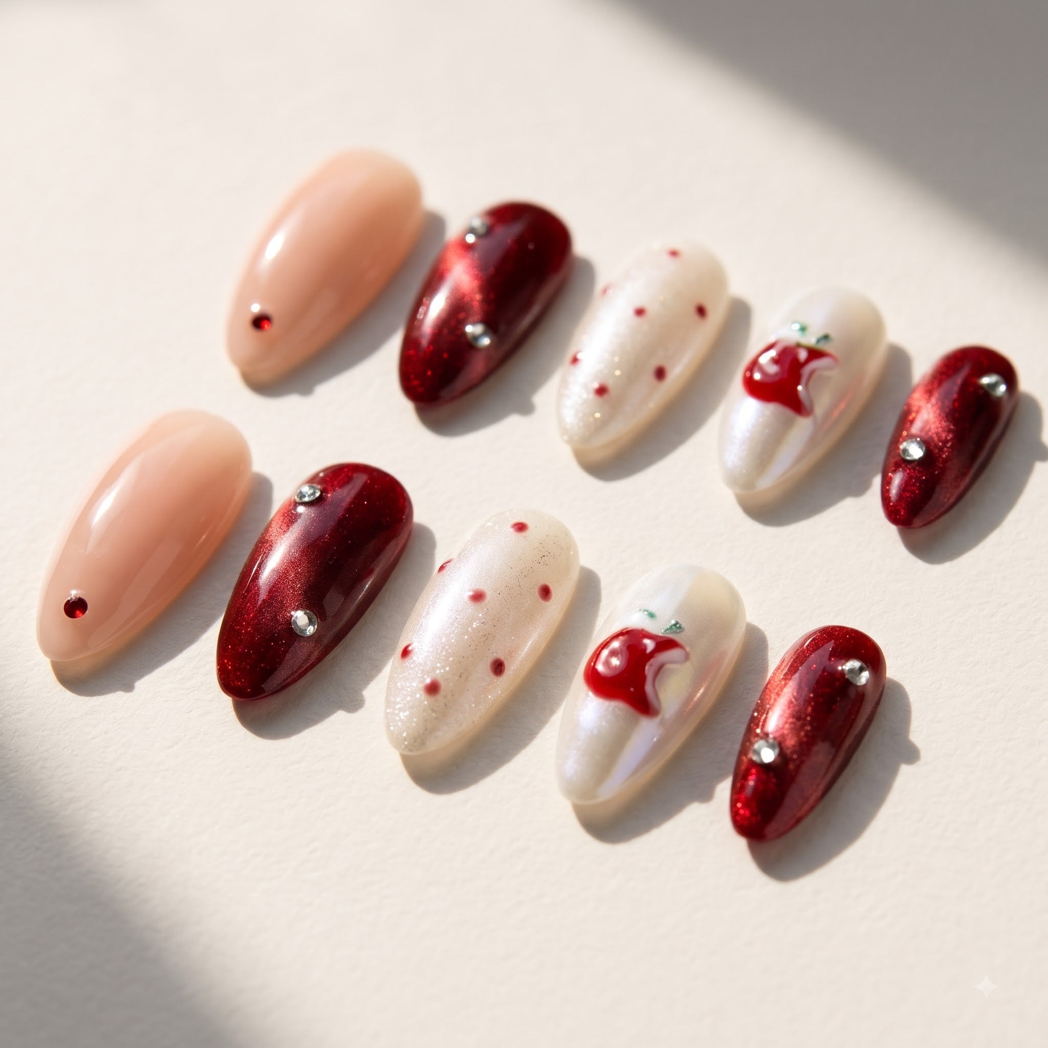 Poison Apple Christmas press-on nails - design view 8 by Handora Nails