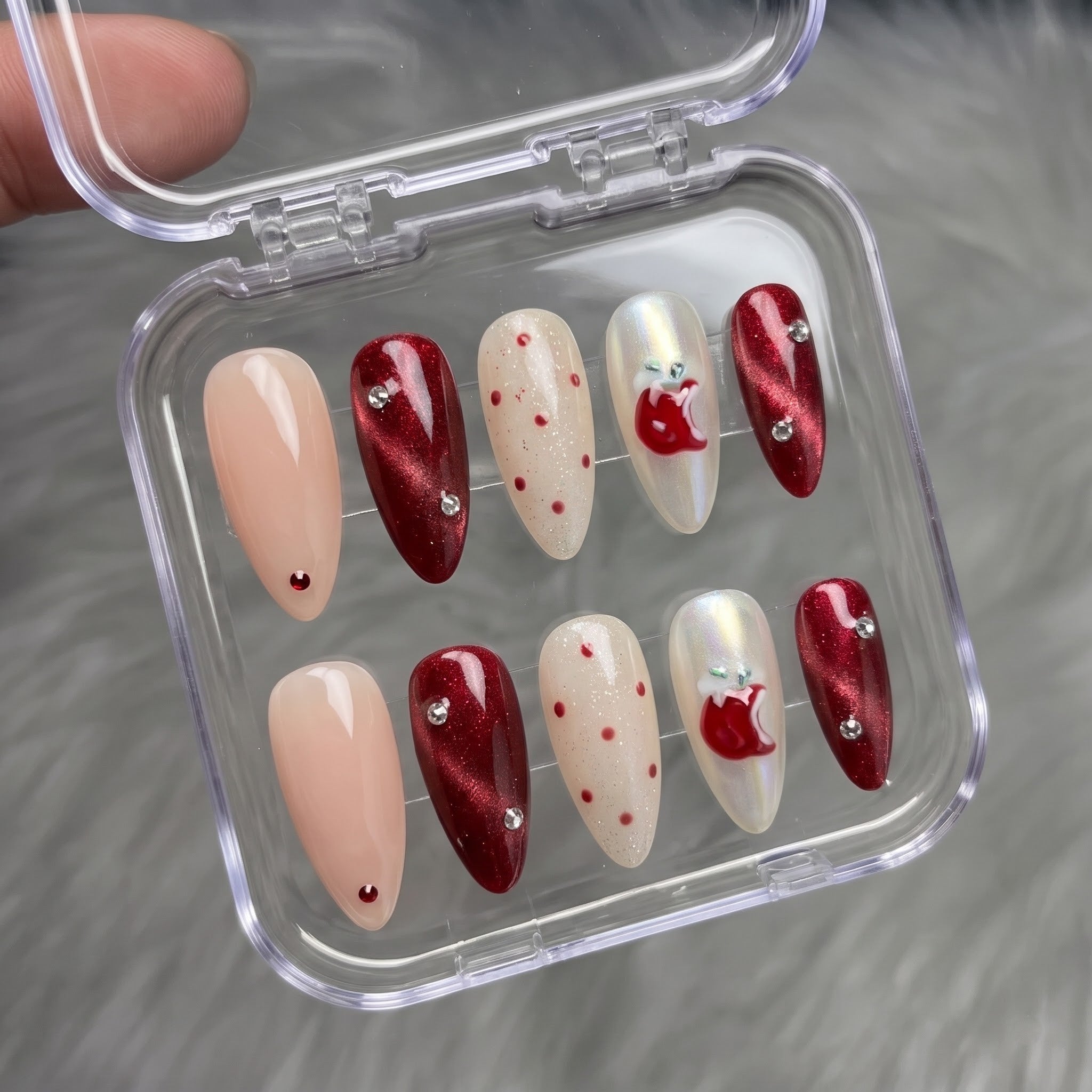 Poison Apple Christmas press-on nails - design view 9 by Handora Nails