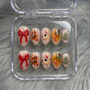Red Nose Christmas press-on nails - design view 10 by Handora Nails