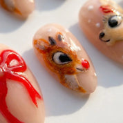 Red Nose Christmas press-on nails - design view 7 by Handora Nails