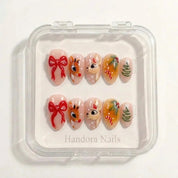 Red Nose Christmas press-on nails - design view 8 by Handora Nails
