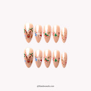 Reindeer Sparkle press-on nails – almond shape, nude