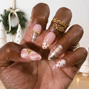 Rose Tartan Christmas press-on nails - on hand by Handora Nails