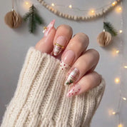 Rose Tartan Christmas press-on nails - on hand by Handora Nails