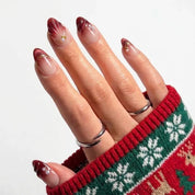 Ruby Tide Christmas press-on nails - on hand by Handora Nails