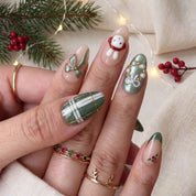Sage Bunny Christmas press-on nails - design view 3 by Handora Nails