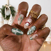 Sage Bunny Christmas press-on nails - design view 5 by Handora Nails