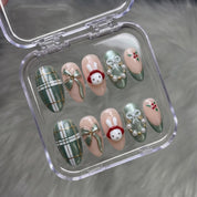 Sage Bunny Christmas press-on nails - design view 7 by Handora Nails