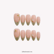 Sage Whisper Christmas press-on nails - white background by Handora Nails
