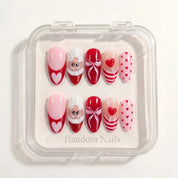 Santa Pop christmas press-on nails – white background by Handora Nails