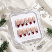 Santa's Bow Chrome French press-on nails – in gift box by Handora Nails