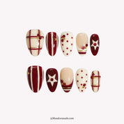 Scarlet Wish Christmas press-on nails - white background by Handora Nails