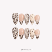 Silver Lynx winter press-on nails - white background by Handora Nails