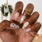 Silver Lynx winter press-on nails - on hand by Handora Nails