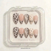 Silver Lynx winter press-on nails - in display box by Handora Nails