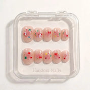 Snowy Blush Christmas press-on nails - design view 9 by Handora Nails