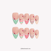 Sugar Garland Christmas press-on nails - white background by Handora Nails