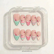 Sugar Garland Christmas press-on nails - in display box by Handora Nails