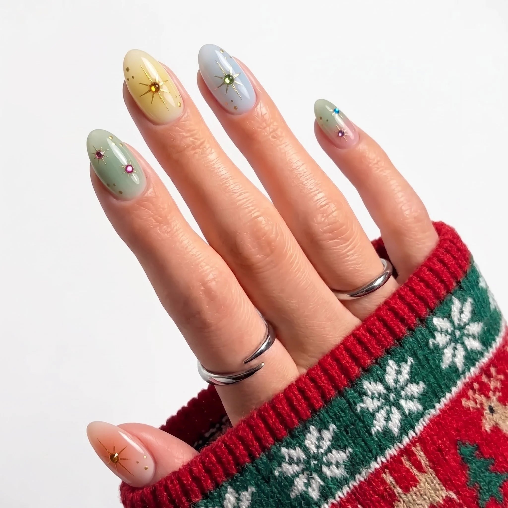 Sweet Sparkle Christmas press-on nails - design view 6 by Handora Nails