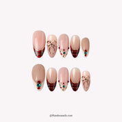 Tartan Gift Christmas press-on nails – white background by Handora Nails