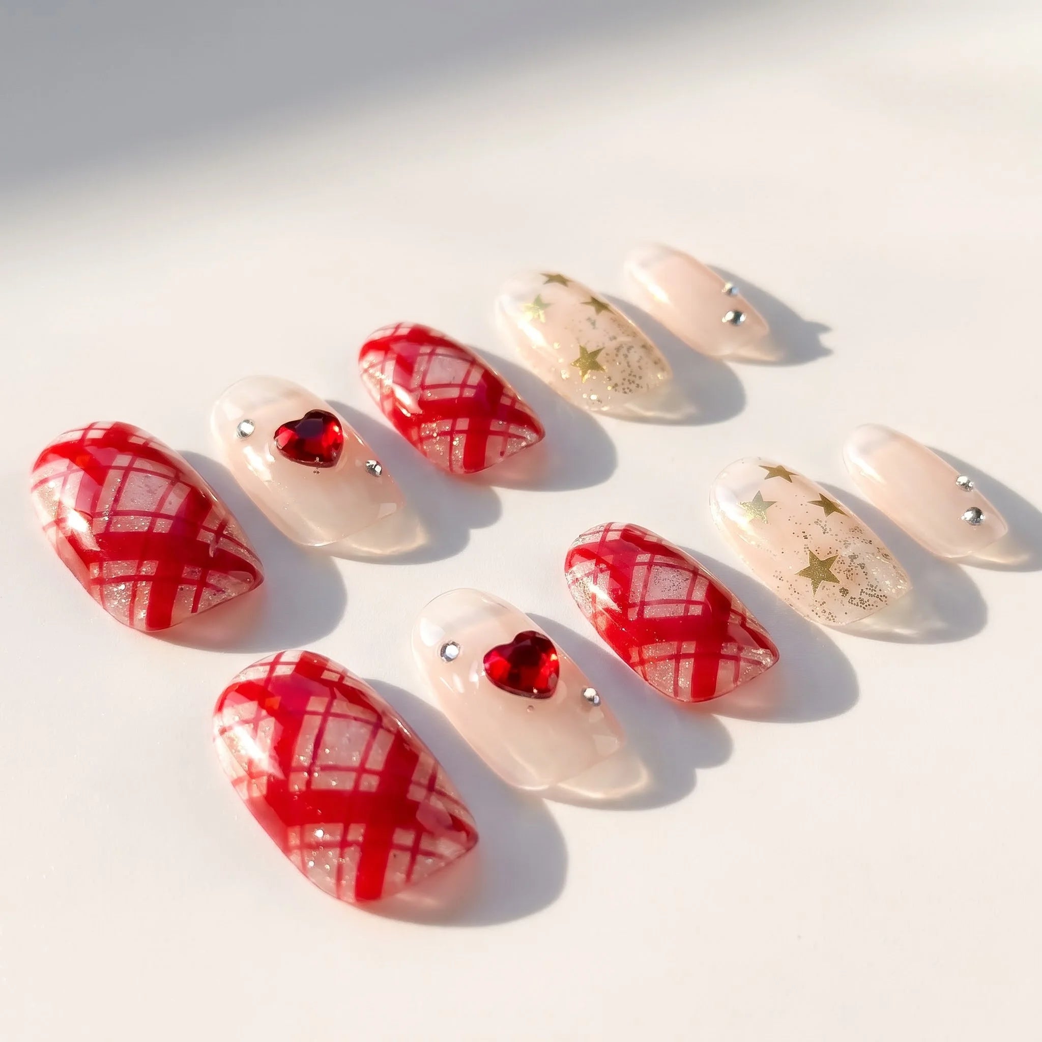 Tartan Wish Christmas press-on nails - design view 5 by Handora Nails