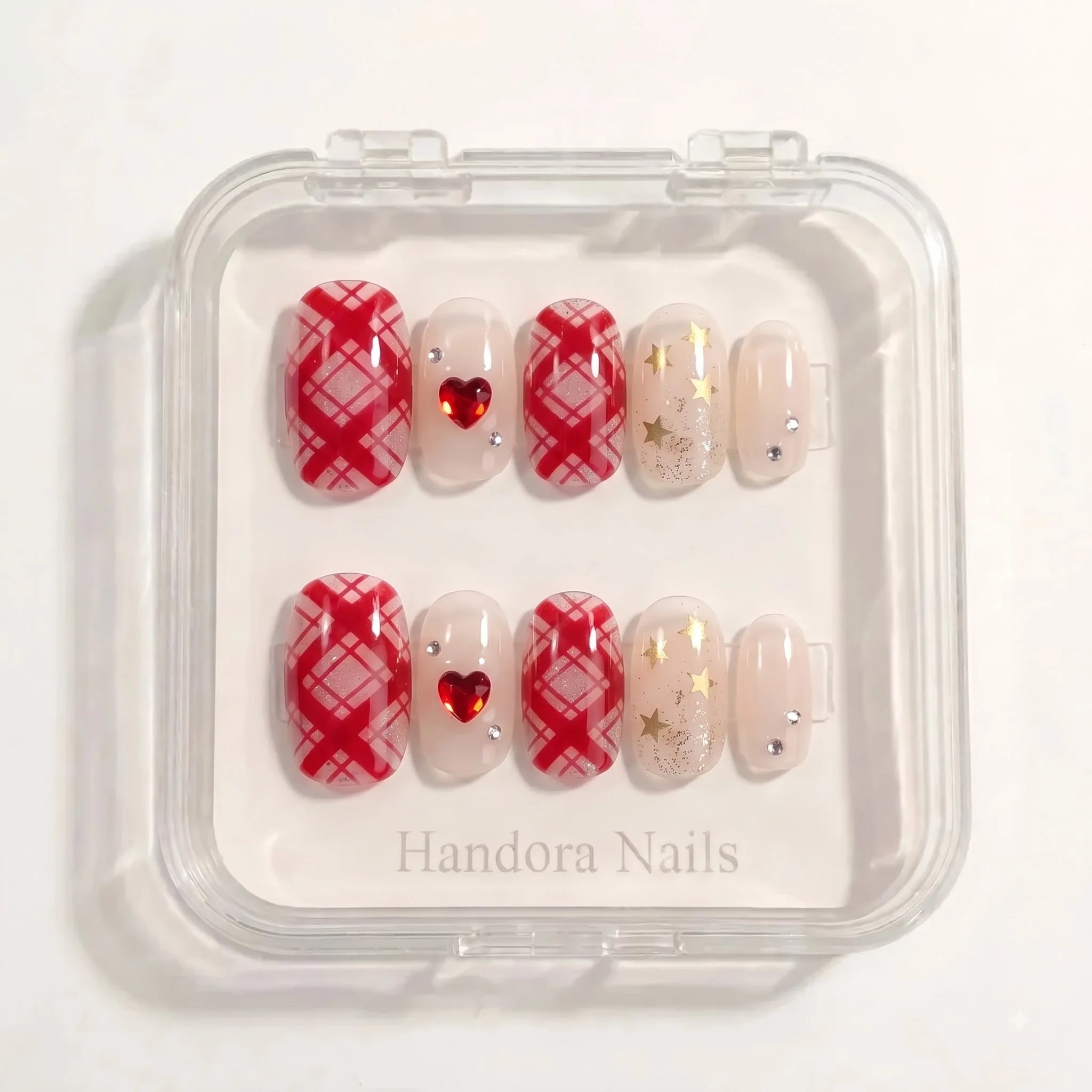 Tartan Wish Christmas press-on nails - design view 7 by Handora Nails