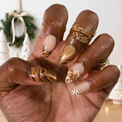 Tiger Bloom winter press-on nails - on hand by Handora Nails