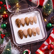 Tiger Bloom winter press-on nails - in display box by Handora Nails