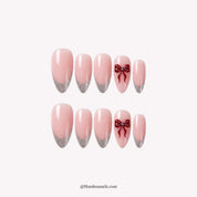 Tinsel Kiss Glitter French press-on nails – white background by Handora Nails