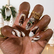 Tortoise Noel Christmas press-on nails - design view 4 by Handora Nails