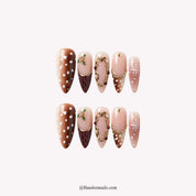 Velvet Fawn Christmas press-on nails - white background by Handora Nails