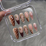 Velvet Fawn Christmas press-on nails - design view 11 by Handora Nails