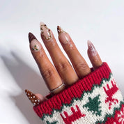 Velvet Fawn Christmas press-on nails - design view 2 by Handora Nails