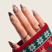 Velvet Fawn Christmas press-on nails - design view 3 by Handora Nails