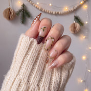 Velvet Fawn Christmas press-on nails - design view 5 by Handora Nails
