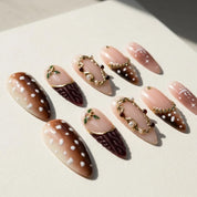 Velvet Fawn Christmas press-on nails - design view 7 by Handora Nails