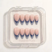 Winter Midnight snowflake press-on nails – white background by Handora Nails