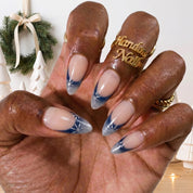 Winter Midnight snowflake press-on nails – on hand by Handora Nails