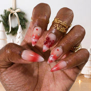Woolen Bow christmas press-on nails – on hand by Handora Nails