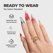 Abstract Bloom press-on nails – design close-up by Handora